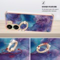 For Xiaomi Redmi 13C 4G Electroplating Marble Dual-side IMD Phone Case with Ring(Purple 016)