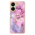 For Xiaomi Redmi 13C 4G Electroplating Marble Dual-side IMD Phone Case with Ring(Pink 013)