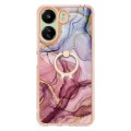 For Xiaomi Redmi 13C 4G Electroplating Marble Dual-side IMD Phone Case with Ring(Rose Red 014)
