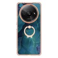 For Xiaomi Redmi A3 Electroplating Marble Dual-side IMD Phone Case with Ring(Green 017)