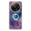 For Xiaomi Redmi A3 Electroplating Marble Dual-side IMD Phone Case with Ring(Purple 016)