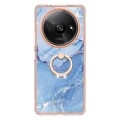 For Xiaomi Redmi A3 Electroplating Marble Dual-side IMD Phone Case with Ring(Blue 018)