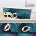 For Xiaomi Redmi Note 13 4G Global Electroplating Marble Dual-side IMD Phone Case with Ring(Green 01