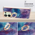For Xiaomi Redmi Note 13 4G Global Electroplating Marble Dual-side IMD Phone Case with Ring(Purple 0