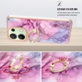 For Xiaomi Redmi Note 13 4G Global Electroplating Marble Dual-side IMD Phone Case with Ring(Pink 013