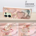 For Xiaomi Redmi Note 13 4G Global Electroplating Marble Dual-side IMD Phone Case with Ring(Rose Gol