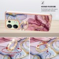 For Xiaomi Redmi Note 13 4G Global Electroplating Marble Dual-side IMD Phone Case with Ring(Rose Red