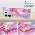 For Xiaomi Redmi Note 13 Pro 5G Global Electroplating Marble Dual-side IMD Phone Case with Ring(Pink