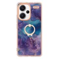For Xiaomi Redmi Note 13 Pro+ 5G Electroplating Marble Dual-side IMD Phone Case with Ring(Purple 016