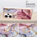 For Xiaomi Redmi Note 13 Pro+ 5G Electroplating Marble Dual-side IMD Phone Case with Ring(Rose Red 0