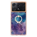 For Xiaomi Poco X6 Pro / Redmi K70E Electroplating Marble Dual-side IMD Phone Case with Ring(Purple