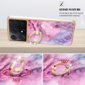 For Xiaomi Poco X6 Pro / Redmi K70E Electroplating Marble Dual-side IMD Phone Case with Ring(Pink 01