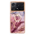 For Xiaomi Poco X6 Pro / Redmi K70E Electroplating Marble Dual-side IMD Phone Case with Ring(Rose Re