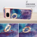For Google Pixel 8a Electroplating Marble Dual-side IMD Phone Case with Ring(Purple 016)