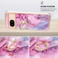 For Google Pixel 8a Electroplating Marble Dual-side IMD Phone Case with Ring(Pink 013)