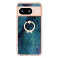 For Google Pixel 8 Electroplating Marble Dual-side IMD Phone Case with Ring(Green 017)