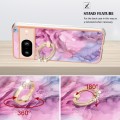 For Google Pixel 8 Electroplating Marble Dual-side IMD Phone Case with Ring(Pink 013)
