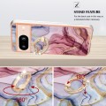 For Google Pixel 8 Electroplating Marble Dual-side IMD Phone Case with Ring(Rose Red 014)
