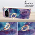 For Google Pixel 9 Electroplating Marble Dual-side IMD Phone Case with Ring(Purple 016)