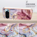 For Google Pixel 9 Electroplating Marble Dual-side IMD Phone Case with Ring(Rose Red 014)