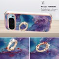 For Google Pixel 9 Pro Electroplating Marble Dual-side IMD Phone Case with Ring(Purple 016)