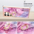 For Samsung Galaxy S24 Ultra 5G Electroplating Marble Dual-side IMD Phone Case with Ring(Pink 013)