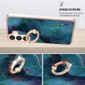 For Samsung Galaxy S24+ 5G Electroplating Marble Dual-side IMD Phone Case with Ring(Green 017)