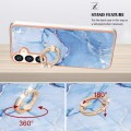 For Samsung Galaxy S24+ 5G Electroplating Marble Dual-side IMD Phone Case with Ring(Blue 018)