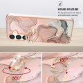 For Samsung Galaxy S24+ 5G Electroplating Marble Dual-side IMD Phone Case with Ring(Rose Gold 015)