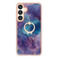 For Samsung Galaxy S24 5G Electroplating Marble Dual-side IMD Phone Case with Ring(Purple 016)