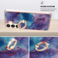 For Samsung Galaxy S24 5G Electroplating Marble Dual-side IMD Phone Case with Ring(Purple 016)