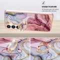 For Samsung Galaxy S24 5G Electroplating Marble Dual-side IMD Phone Case with Ring(Rose Red 014)