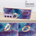 For Samsung Galaxy A15 5G Electroplating Marble Dual-side IMD Phone Case with Ring(Purple 016)