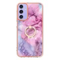 For Samsung Galaxy A15 5G Electroplating Marble Dual-side IMD Phone Case with Ring(Pink 013)