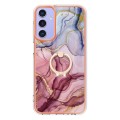 For Samsung Galaxy A15 5G Electroplating Marble Dual-side IMD Phone Case with Ring(Rose Red 014)