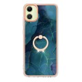For Samsung Galaxy A05 Electroplating Marble Dual-side IMD Phone Case with Ring(Green 017)