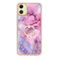 For Samsung Galaxy A05 Electroplating Marble Dual-side IMD Phone Case with Ring(Pink 013)