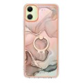 For Samsung Galaxy A05 Electroplating Marble Dual-side IMD Phone Case with Ring(Rose Gold 015)