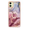 For Samsung Galaxy A05 Electroplating Marble Dual-side IMD Phone Case with Ring(Rose Red 014)