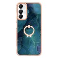 For Samsung Galaxy A05s Electroplating Marble Dual-side IMD Phone Case with Ring(Green 017)