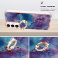 For Samsung Galaxy A05s Electroplating Marble Dual-side IMD Phone Case with Ring(Purple 016)