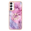 For Samsung Galaxy A05s Electroplating Marble Dual-side IMD Phone Case with Ring(Pink 013)