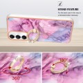 For Samsung Galaxy A05s Electroplating Marble Dual-side IMD Phone Case with Ring(Pink 013)