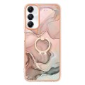 For Samsung Galaxy A05s Electroplating Marble Dual-side IMD Phone Case with Ring(Rose Gold 015)