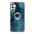 For Samsung Galaxy A25 5G Electroplating Marble Dual-side IMD Phone Case with Ring(Green 017)