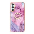 For Samsung Galaxy A25 5G Electroplating Marble Dual-side IMD Phone Case with Ring(Pink 013)