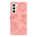 For Samsung Galaxy S23 5G Flower Embossing Pattern Leather Phone Case(Pink)