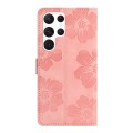 For Samsung Galaxy S22 Ultra 5G Flower Embossing Pattern Leather Phone Case(Pink)