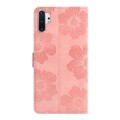 For Samsung Galaxy Note10+ Flower Embossing Pattern Leather Phone Case(Pink)