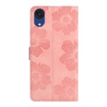 For Samsung Galaxy A03 Core Flower Embossing Pattern Leather Phone Case(Pink)